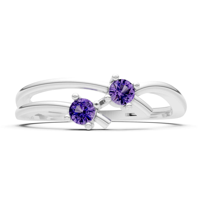 Two-Stone Crossover Prong Ring