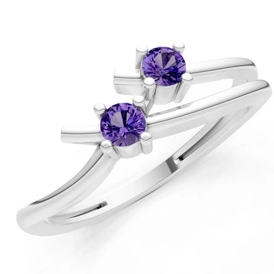 Two-Stone Crossover Prong Ring
