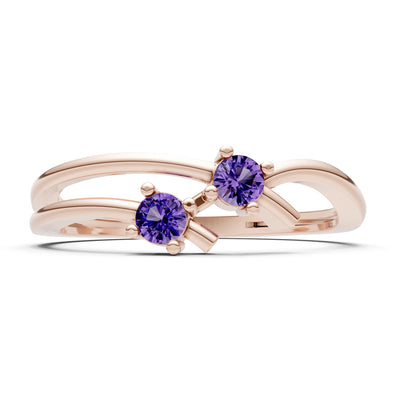 Two-Stone Crossover Prong Ring