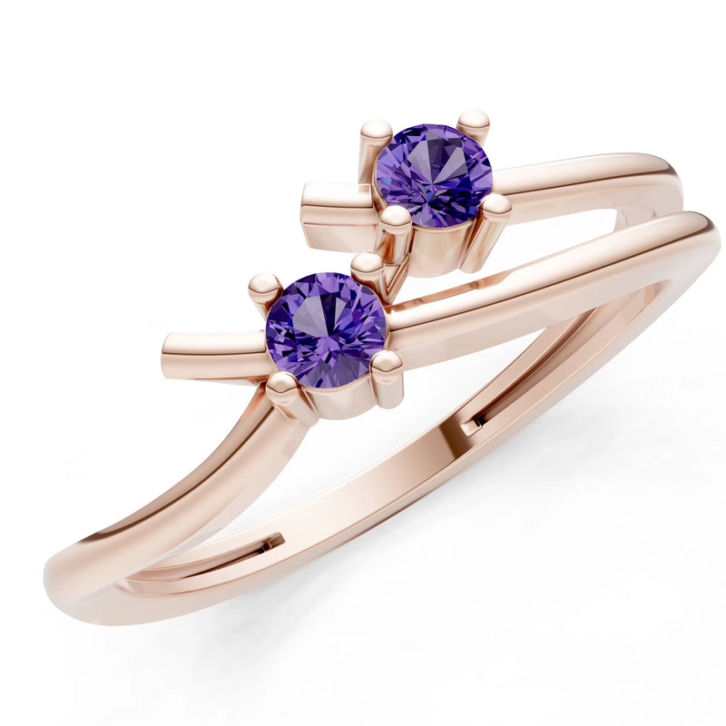 Two-Stone Crossover Prong Ring