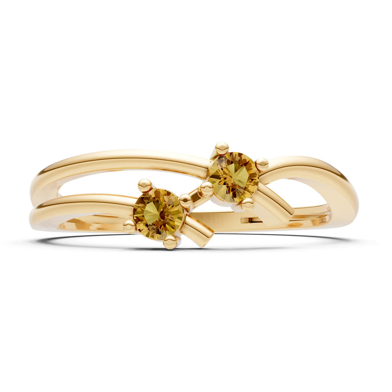 Two-Stone Crossover Prong Ring