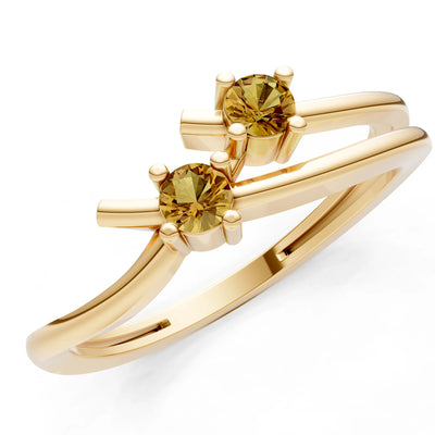 Two-Stone Crossover Prong Ring