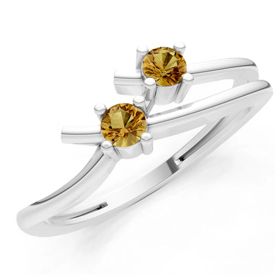 Two-Stone Crossover Prong Ring