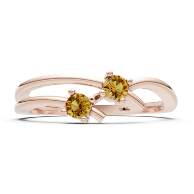 Two-Stone Crossover Prong Ring