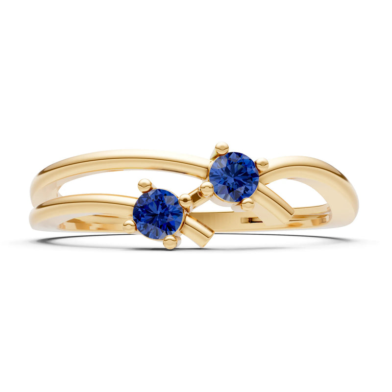 Two-Stone Crossover Prong Ring