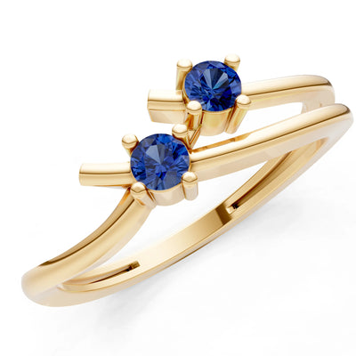 Two-Stone Crossover Prong Ring
