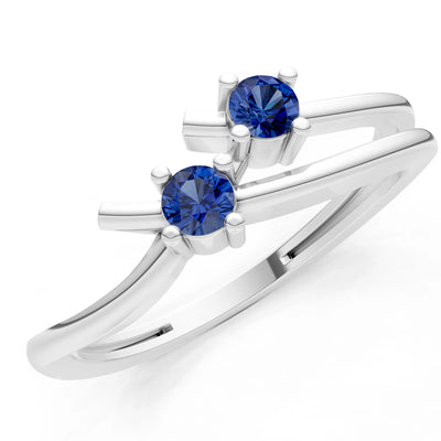 Two-Stone Crossover Prong Ring