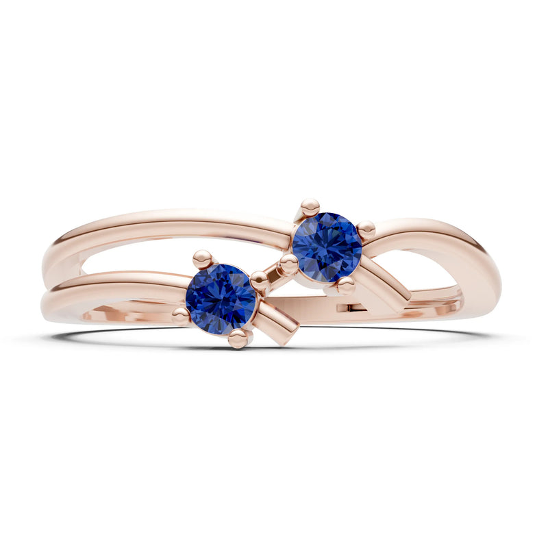 Two-Stone Crossover Prong Ring