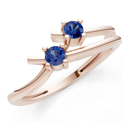 Two-Stone Crossover Prong Ring