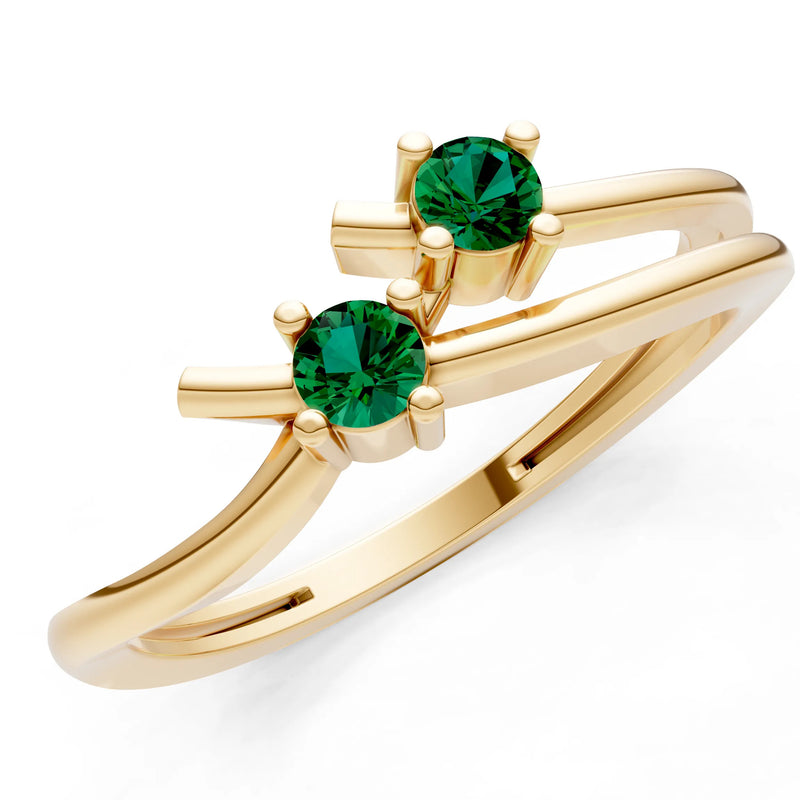 Two-Stone Crossover Prong Ring