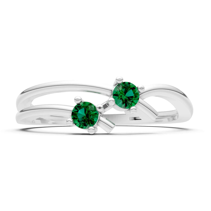 Two-Stone Crossover Prong Ring