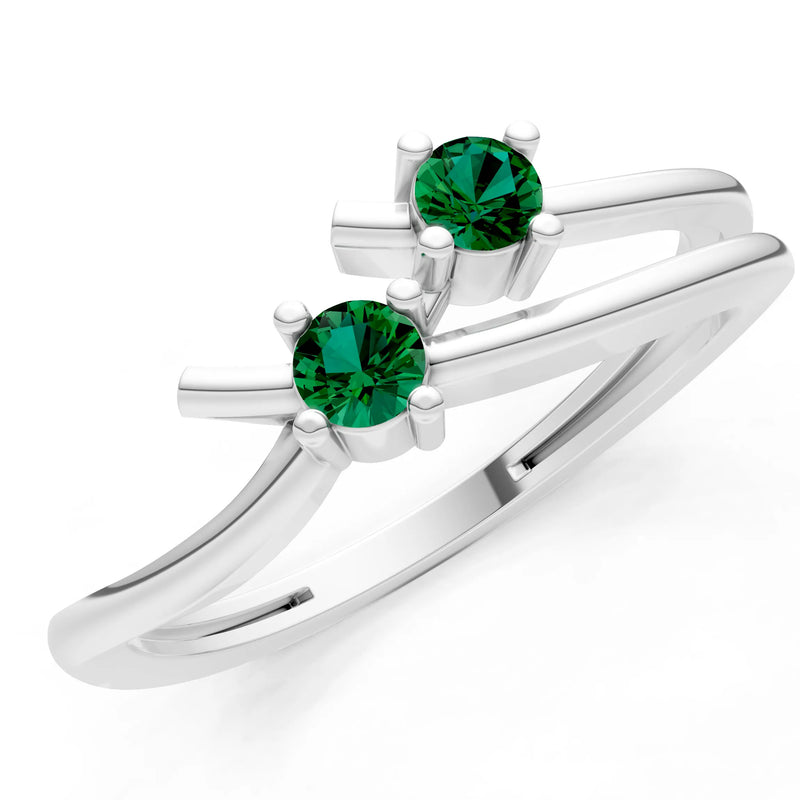 Two-Stone Crossover Prong Ring