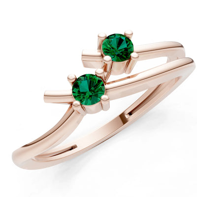 Two-Stone Crossover Prong Ring