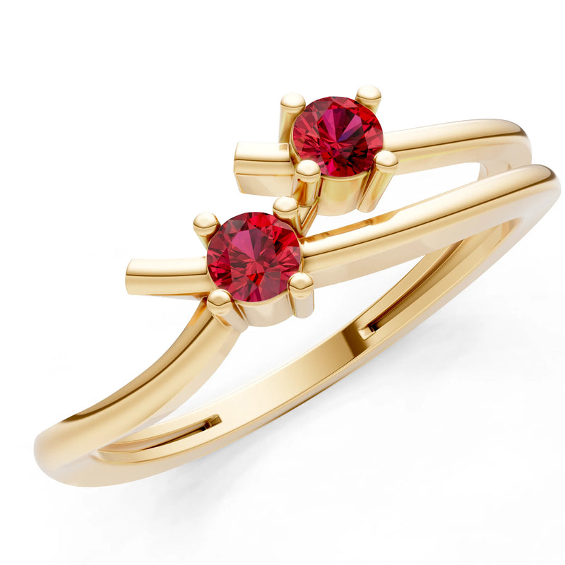 Two-Stone Crossover Prong Ring