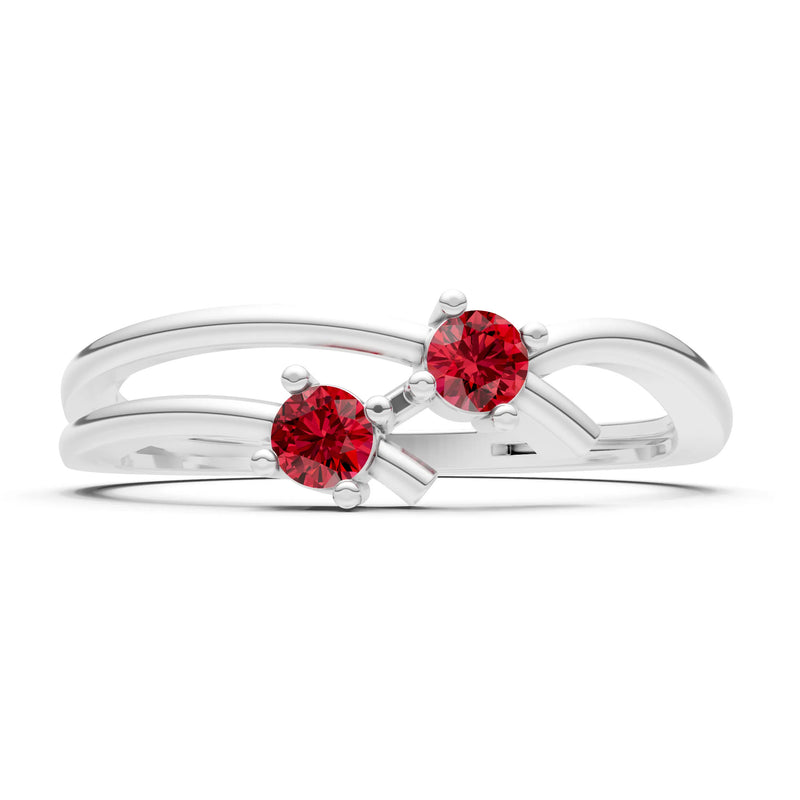 Two-Stone Crossover Prong Ring