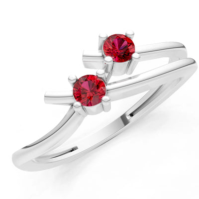Two-Stone Crossover Prong Ring