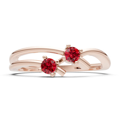 Two-Stone Crossover Prong Ring