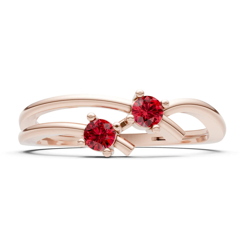 Two-Stone Crossover Prong Ring