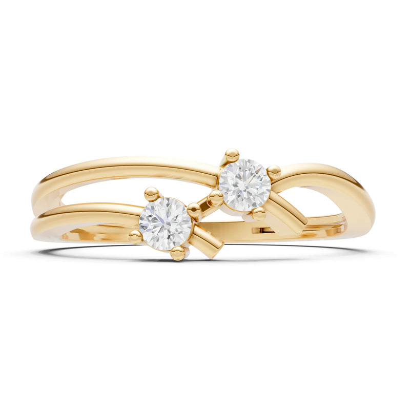 Two-Stone Crossover Prong Ring