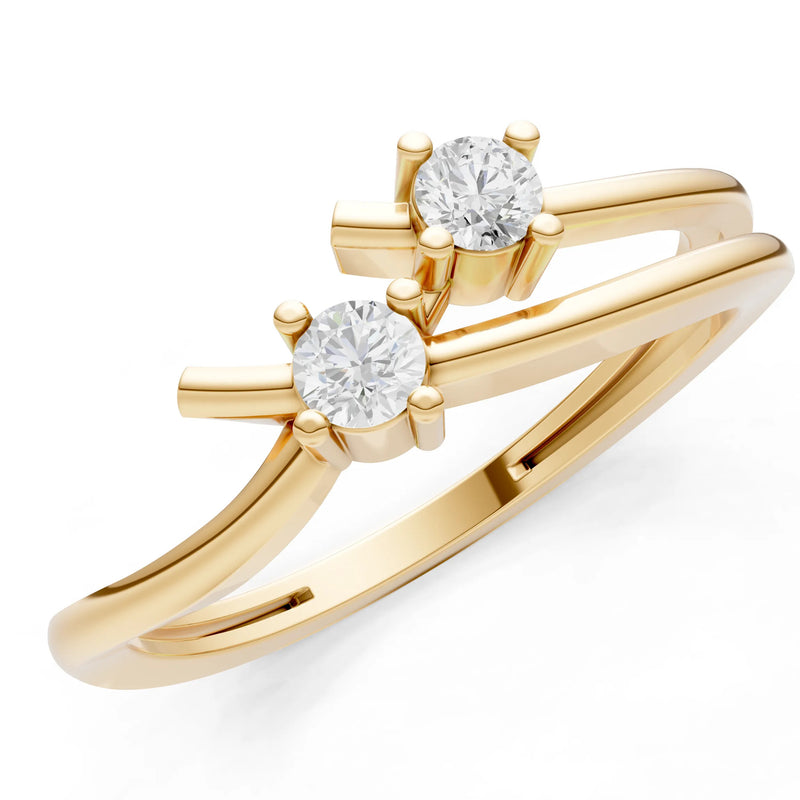 Two-Stone Crossover Prong Ring