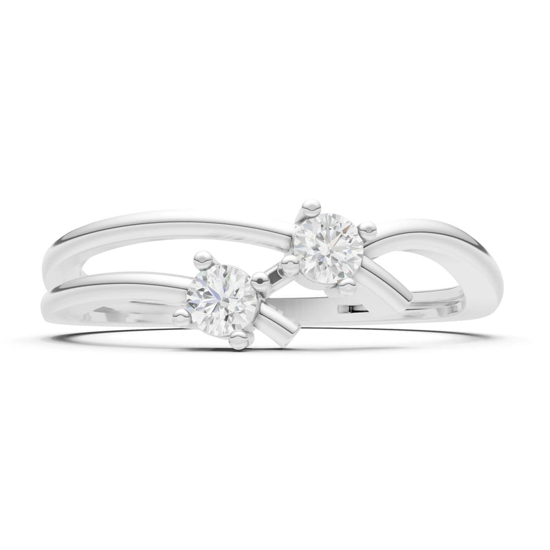 Two-Stone Crossover Prong Ring
