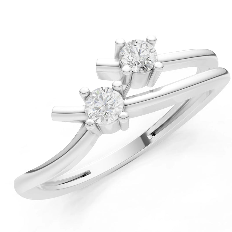 Two-Stone Crossover Prong Ring
