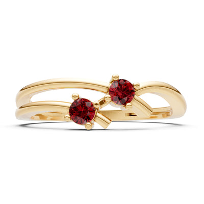 Two-Stone Crossover Prong Ring