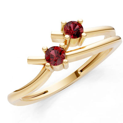 Two-Stone Crossover Prong Ring