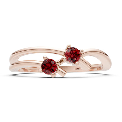 Two-Stone Crossover Prong Ring