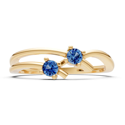 Two-Stone Crossover Prong Ring