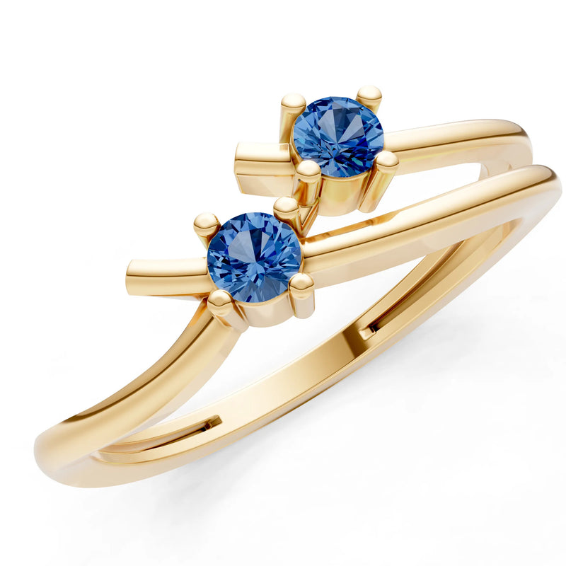 Two-Stone Crossover Prong Ring