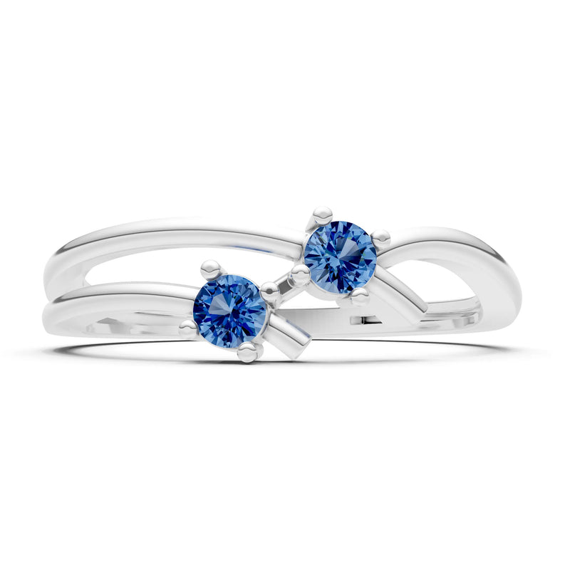 Two-Stone Crossover Prong Ring