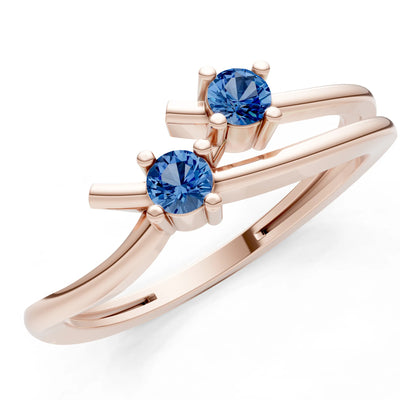 Two-Stone Crossover Prong Ring