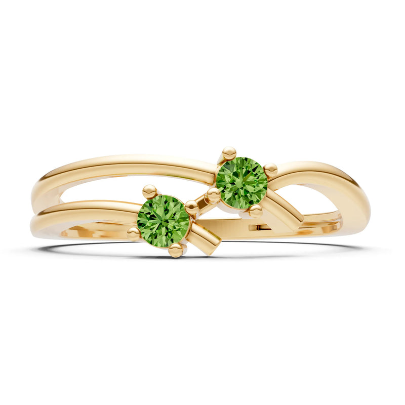 Two-Stone Crossover Prong Ring