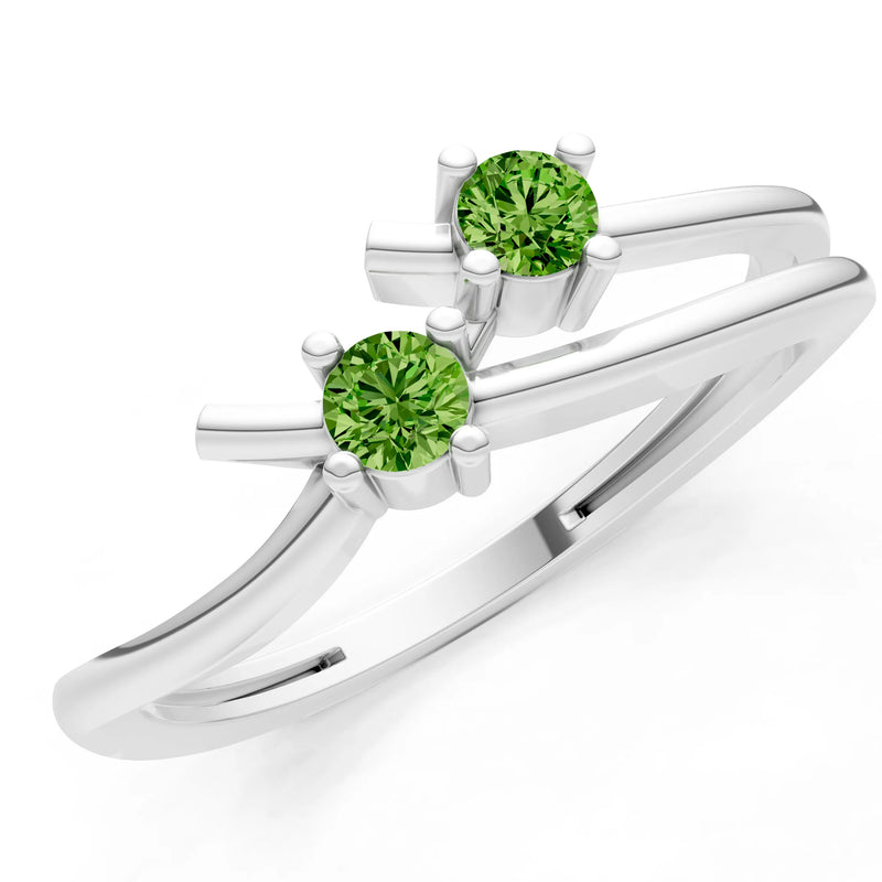 Peridot Two-Stone Crossover Prong Ring