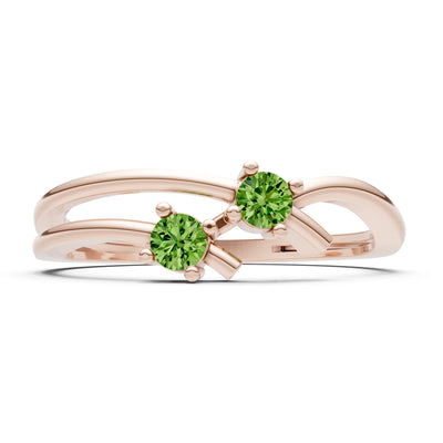 Two-Stone Crossover Prong Ring