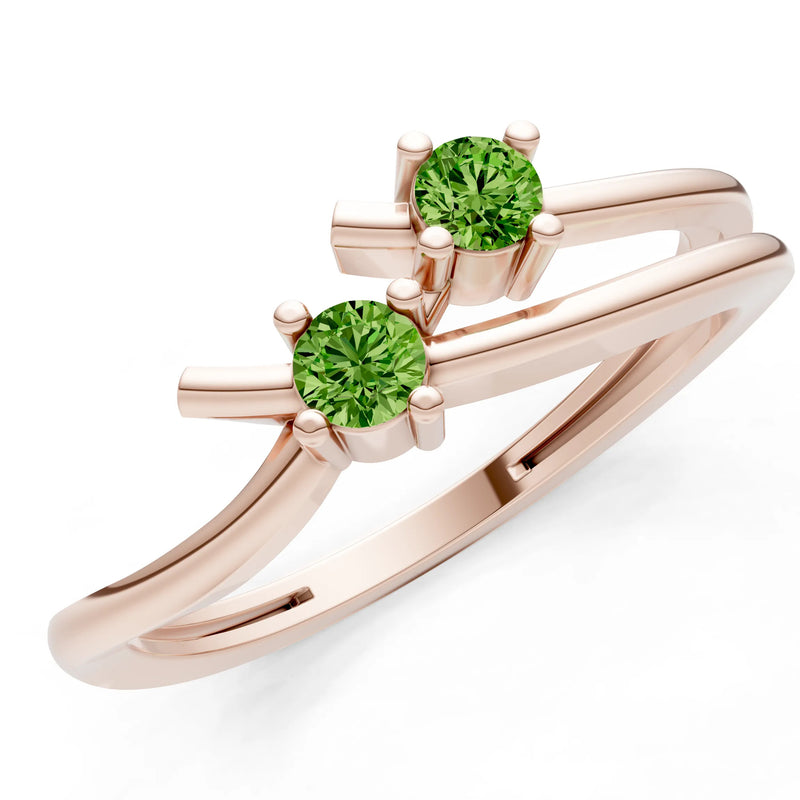 Two-Stone Crossover Prong Ring
