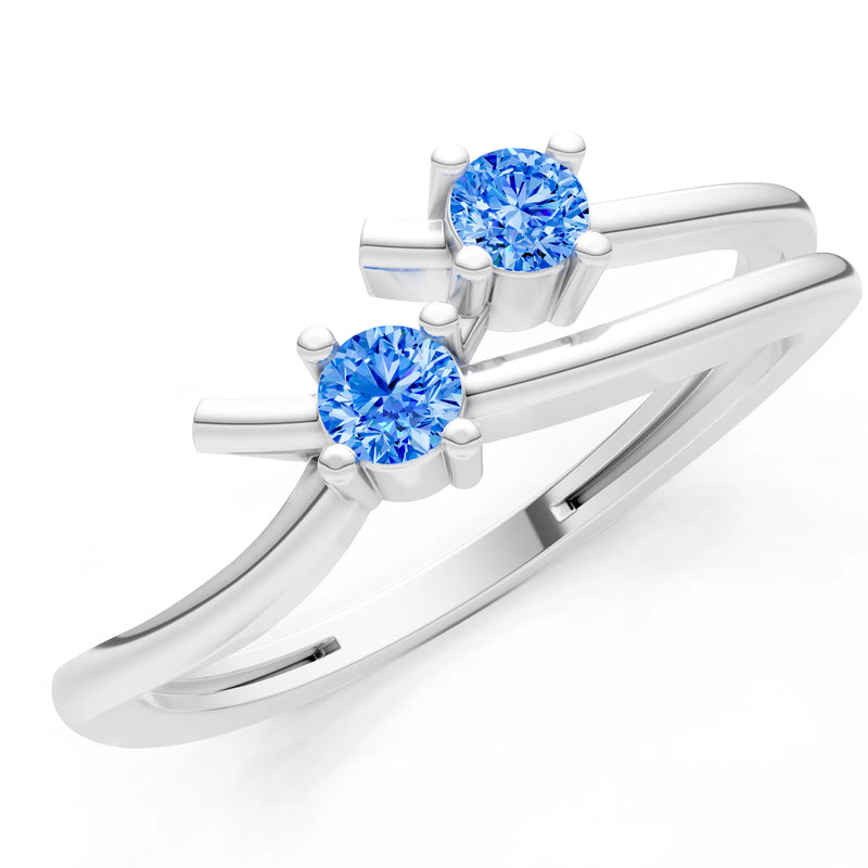 Two-Stone Crossover Prong Ring