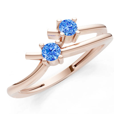 Two-Stone Crossover Prong Ring