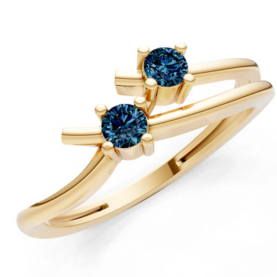 Two-Stone Crossover Prong Ring