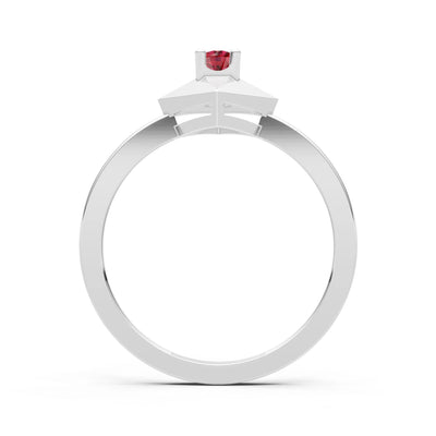 Ruby Elevated Cathedral Tiny Solitaire Ring - Round