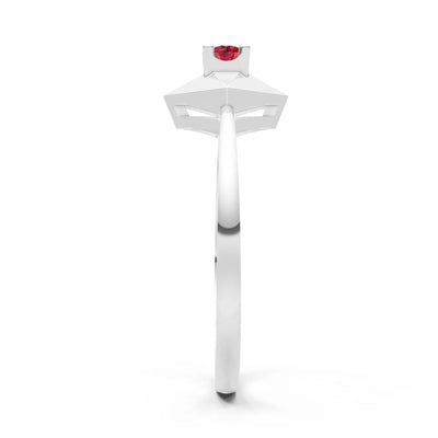 Ruby Elevated Cathedral Tiny Solitaire Ring - Round