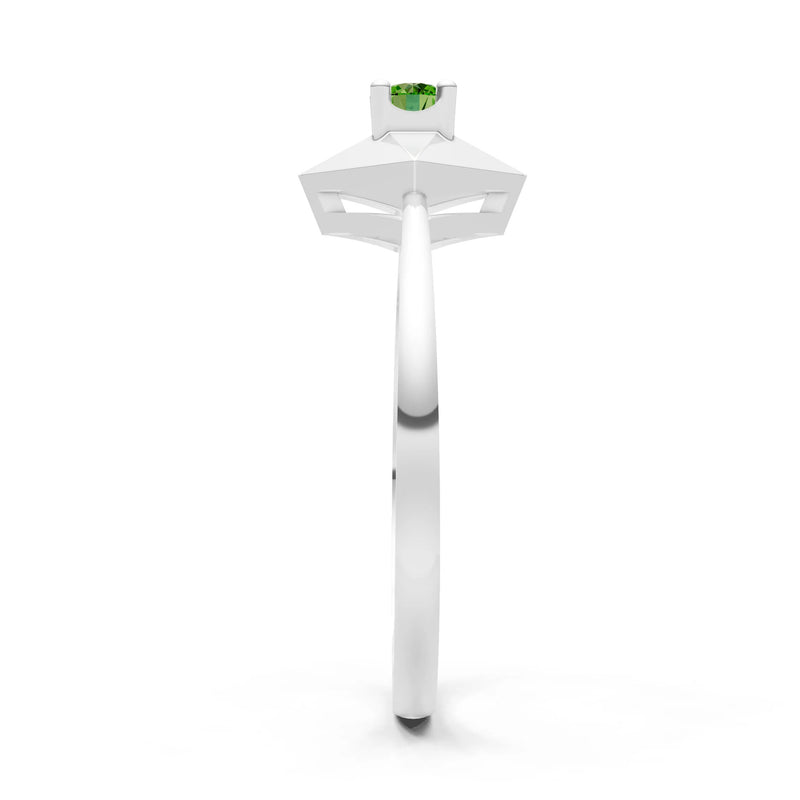 Peridot Elevated Cathedral Tiny Solitaire Ring - Round