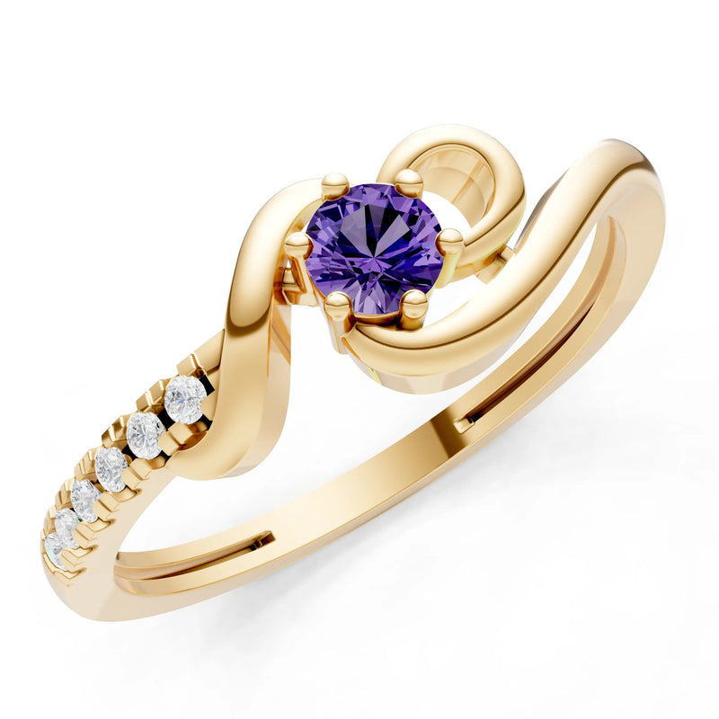Twist Pavé Accent Tiny Solitaire Ring
