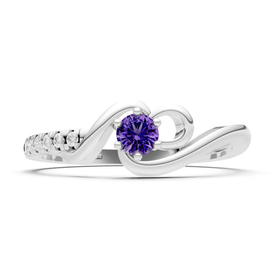 Twist Pavé Accent Tiny Solitaire Ring