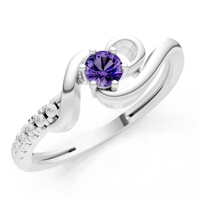 Twist Pavé Accent Tiny Solitaire Ring