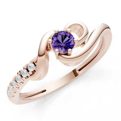 Twist Pavé Accent Tiny Solitaire Ring