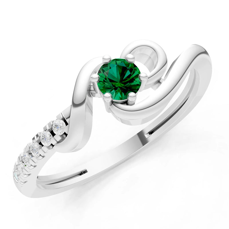 Twist Pavé Accent Tiny Solitaire Ring
