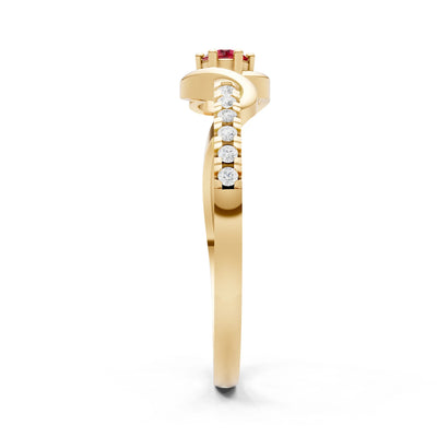 Twist Pavé Accent Tiny Solitaire Ring