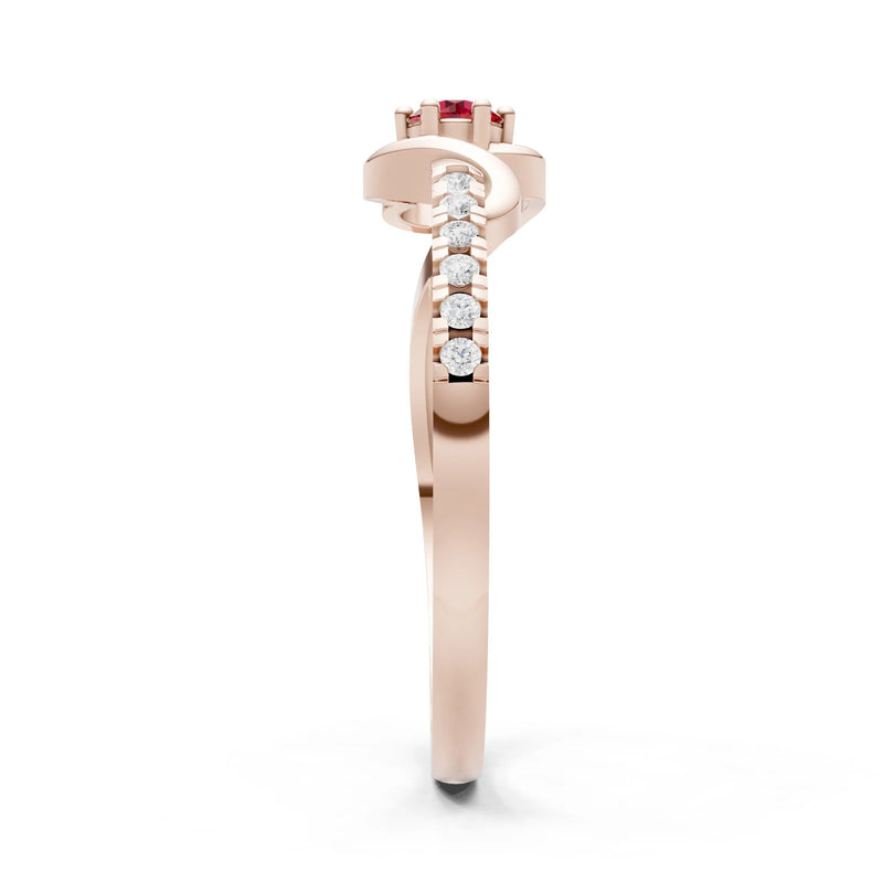 Twist Pavé Accent Tiny Solitaire Ring